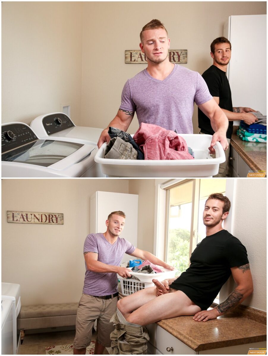 Mark Long fucks Jake Karhoff in the laundry room inked muscle jocks buddies gay porn xxx (2)