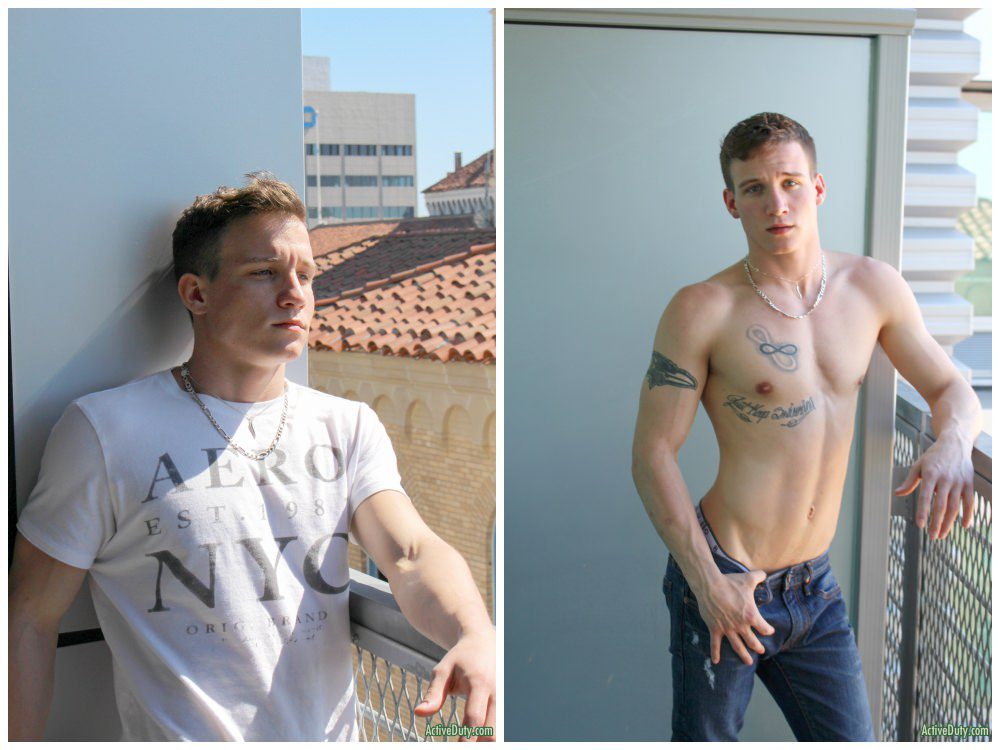 Inked jock Mike Hollister jerks off, Active Duty xxx free gay porn.2