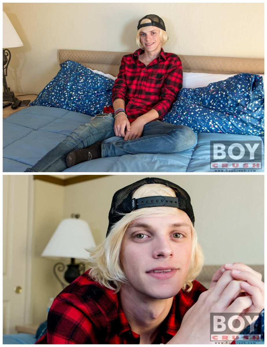 Cute blond twink jerks off and shows his ass, solo sceen Boy Crush free gay porn xxx.2