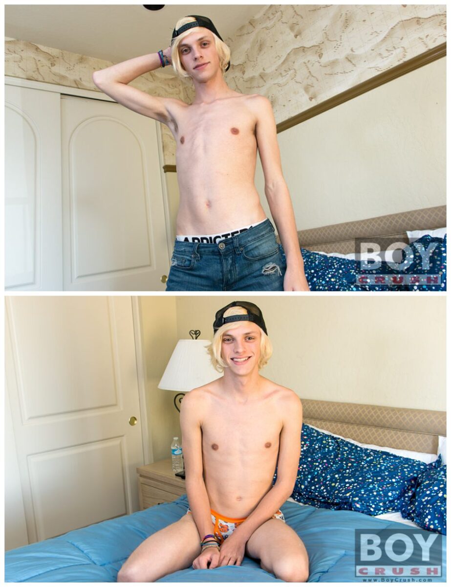 Cute blond twink jerks off and shows his ass, solo sceen Boy Crush free gay porn xxx.4
