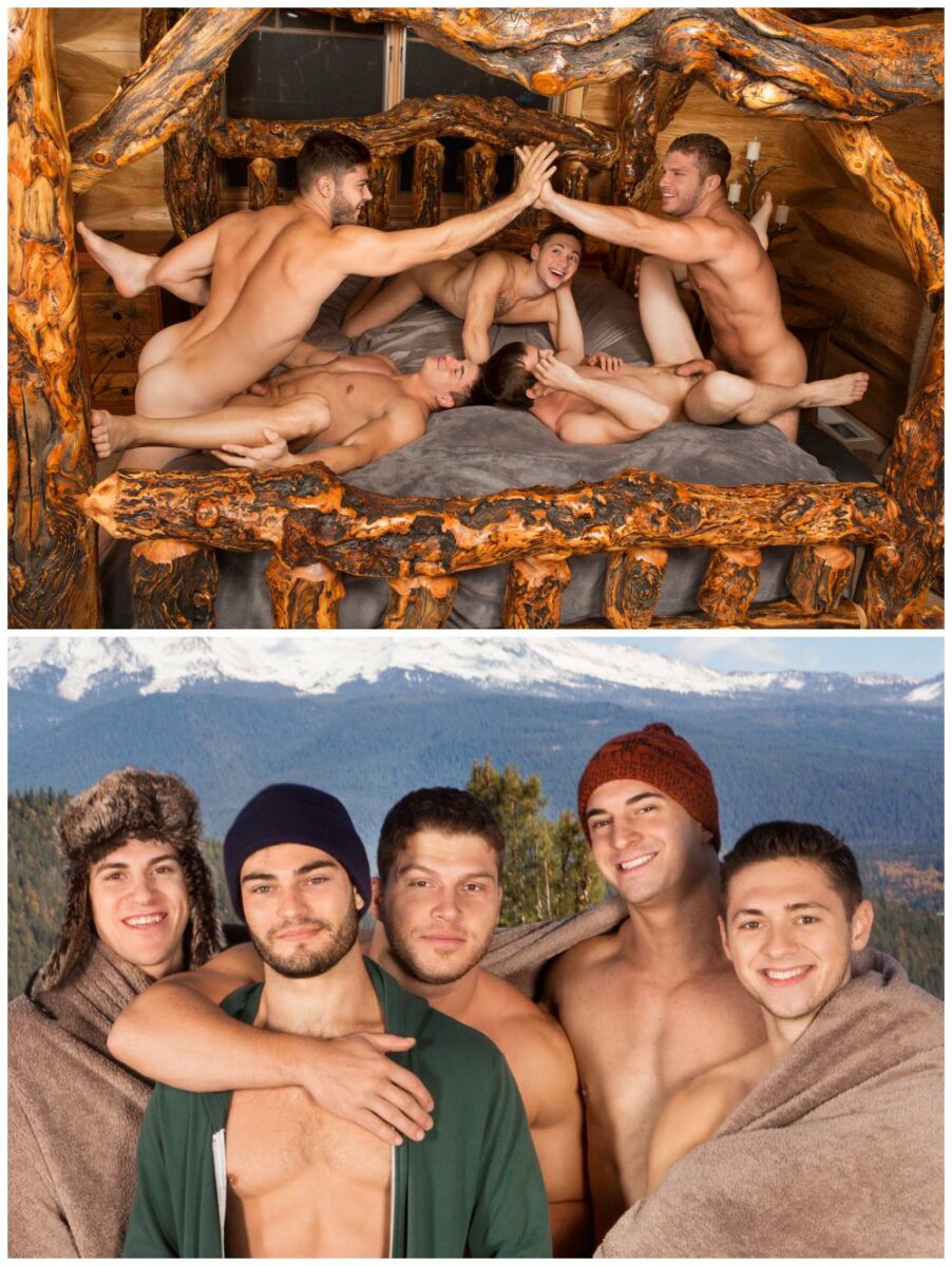 Lane, Brodie, Joey, Tanner & Rowan hung muscle jocks bareback orgy group sex raw breed creampie cum Mountain Getaway anal sex Sean Cody gay porn xxx7