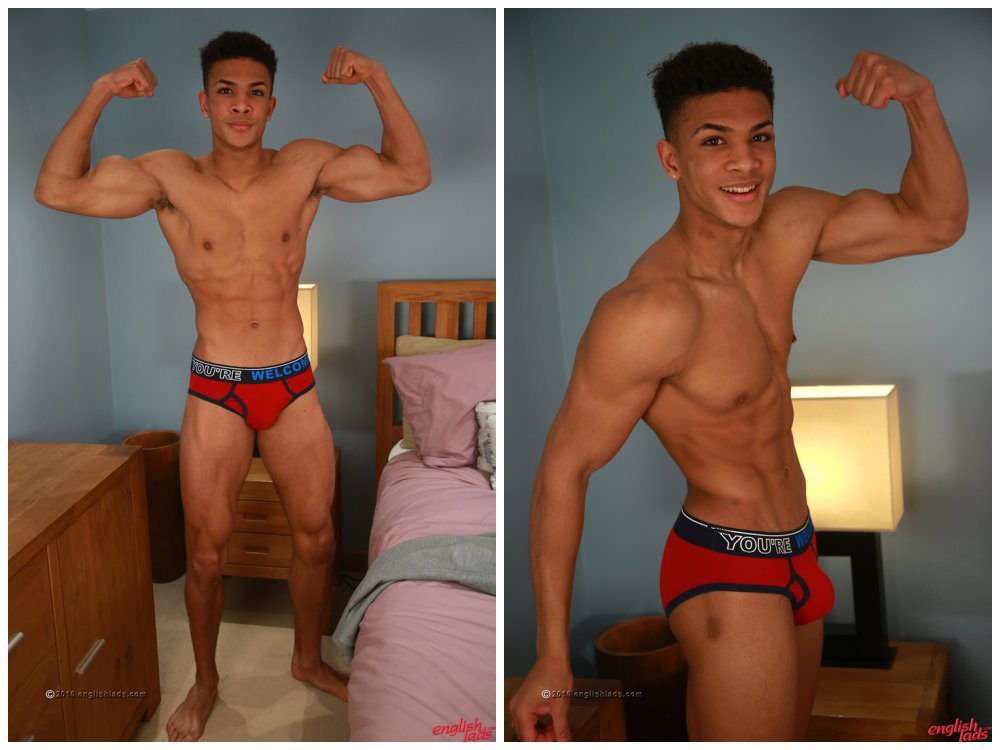 Harry Wilson sexy black British jock jerks off, Englishlads xxx, free gay porn, muscly jock wank and cum.5